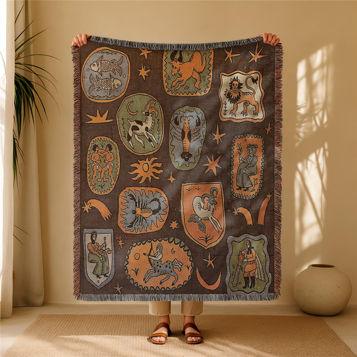 Halloween & Holiday Patchwork Tassel Blanket for Home & Outdoor | Multiple Styles Available