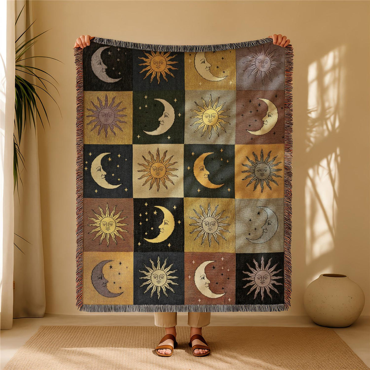 Halloween & Holiday Patchwork Tassel Blanket for Home & Outdoor | Multiple Styles Available