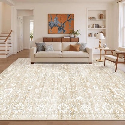 Geometric Washable Non‑Slip Area Rug, Stain Resistant Soft Rug for Home Living Room Decor