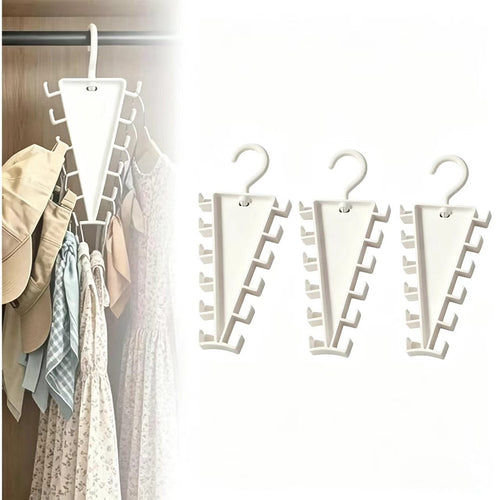 V Shaped Double-Sided Closet OrganizerHanger, 360° Rotatable Space Saving ClothesHanger Organizer, Multi-Layer Vertical StorageRack with 12 Hooks for Shirts, Jackets, Pants