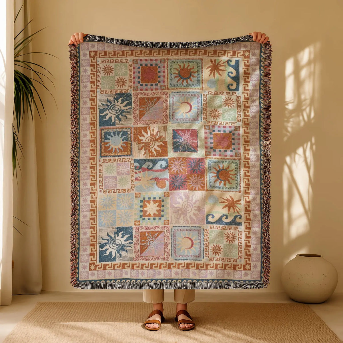 Halloween & Holiday Patchwork Tassel Blanket for Home & Outdoor | Multiple Styles Available