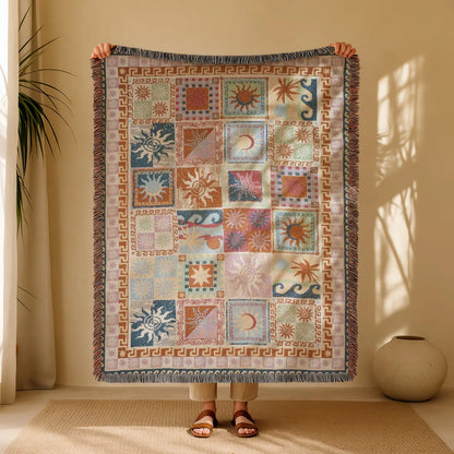 Halloween & Holiday Patchwork Tassel Blanket for Home & Outdoor | Multiple Styles Available
