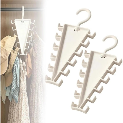 V Shaped Double-Sided Closet OrganizerHanger, 360° Rotatable Space Saving ClothesHanger Organizer, Multi-Layer Vertical StorageRack with 12 Hooks for Shirts, Jackets, Pants