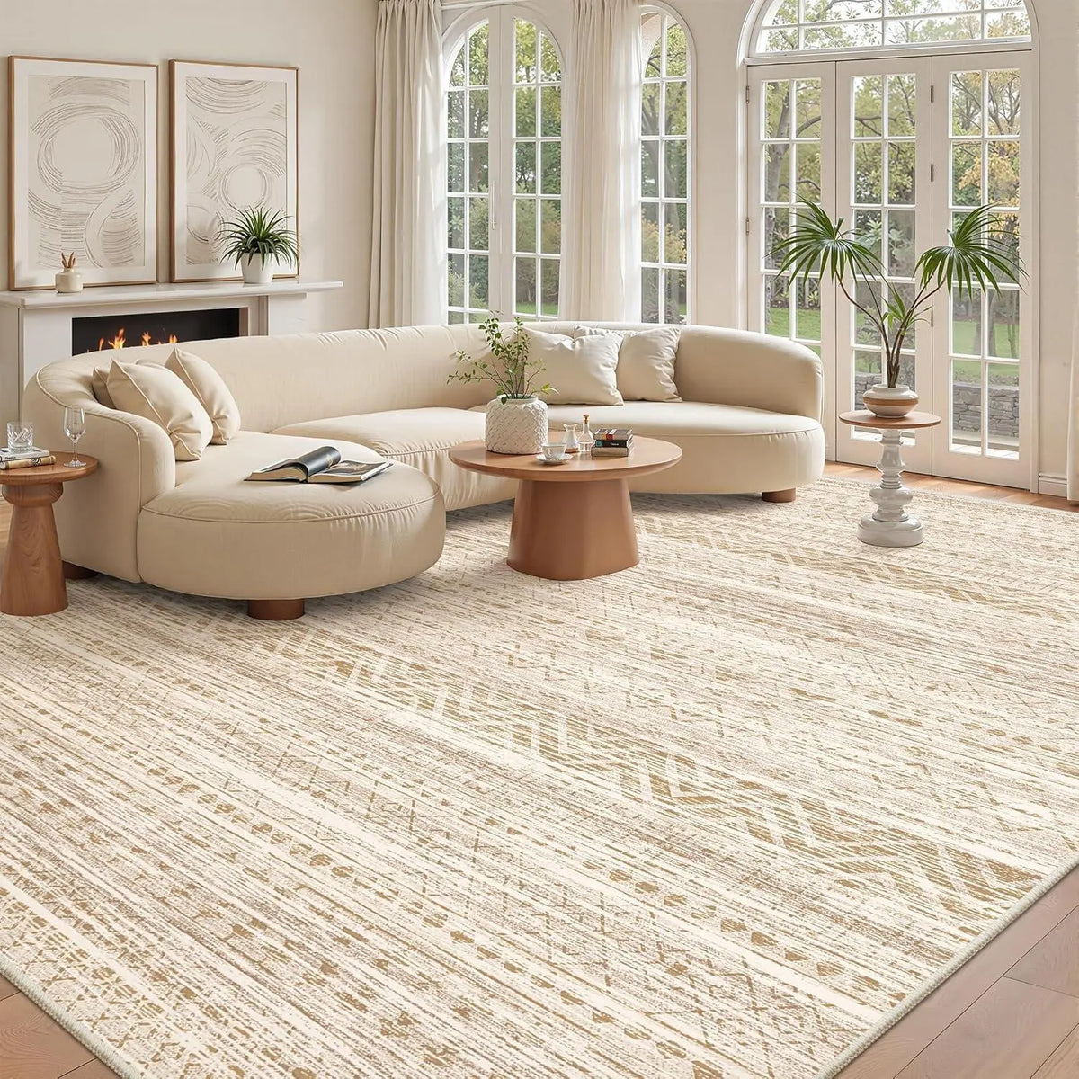 Geometric Washable Non‑Slip Area Rug, Stain Resistant Soft Rug for Home Living Room Decor