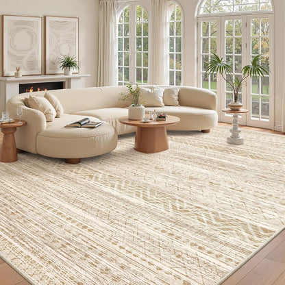 Geometric Washable Non‑Slip Area Rug, Stain Resistant Soft Rug for Home Living Room Decor