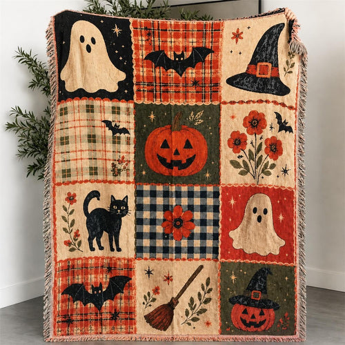 Halloween & Holiday Patchwork Tassel Blanket for Home & Outdoor | Multiple Styles Available