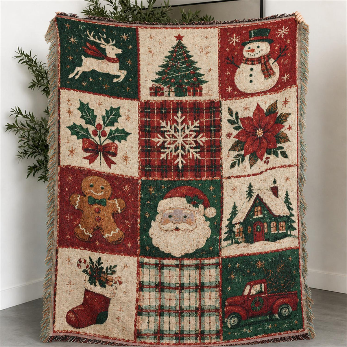Halloween & Holiday Patchwork Tassel Blanket for Home & Outdoor | Multiple Styles Available