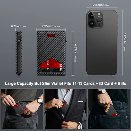 Men's RFID Bifold Wallet | ID Window, Pop‑Up Card Holder, Money Clip, Gift Box