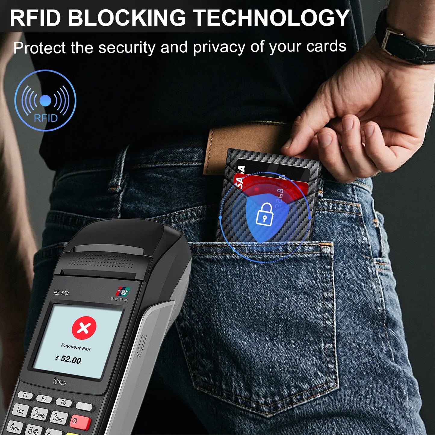 Men's RFID Bifold Wallet | ID Window, Pop‑Up Card Holder, Money Clip, Gift Box