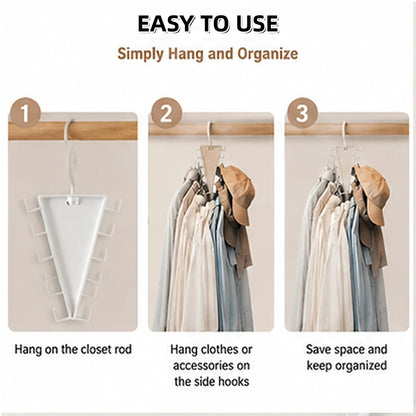 V Shaped Double-Sided Closet OrganizerHanger, 360° Rotatable Space Saving ClothesHanger Organizer, Multi-Layer Vertical StorageRack with 12 Hooks for Shirts, Jackets, Pants