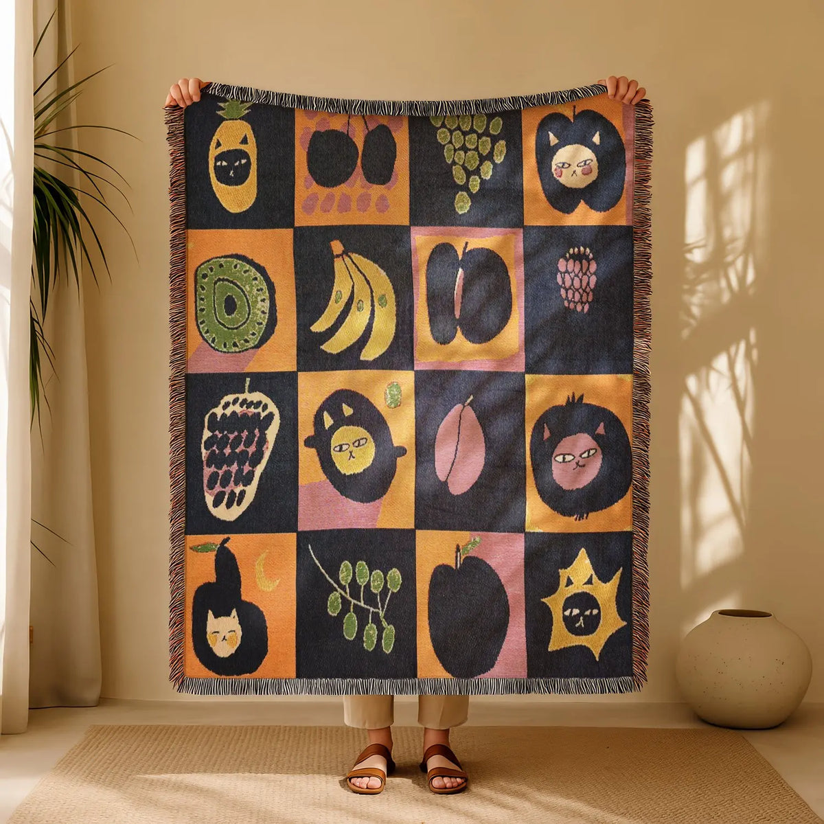 Halloween & Holiday Patchwork Tassel Blanket for Home & Outdoor | Multiple Styles Available