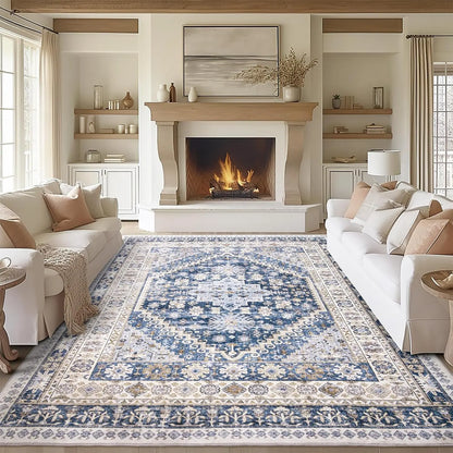 Geometric Washable Non‑Slip Area Rug, Stain Resistant Soft Rug for Home Living Room Decor
