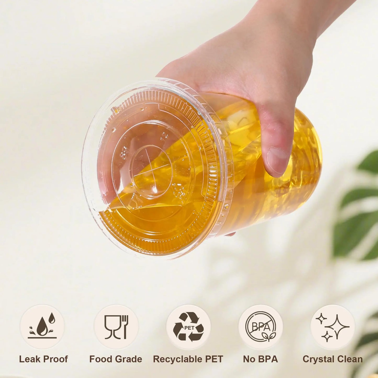 100-Pack 400ml Lightweight Transparent U-Cup Disposable Plastic Cups with Lids & BlackStraws, Round-Bottom U-Shape Drinkware forHoliday Parties, Versatile for Any Beverage