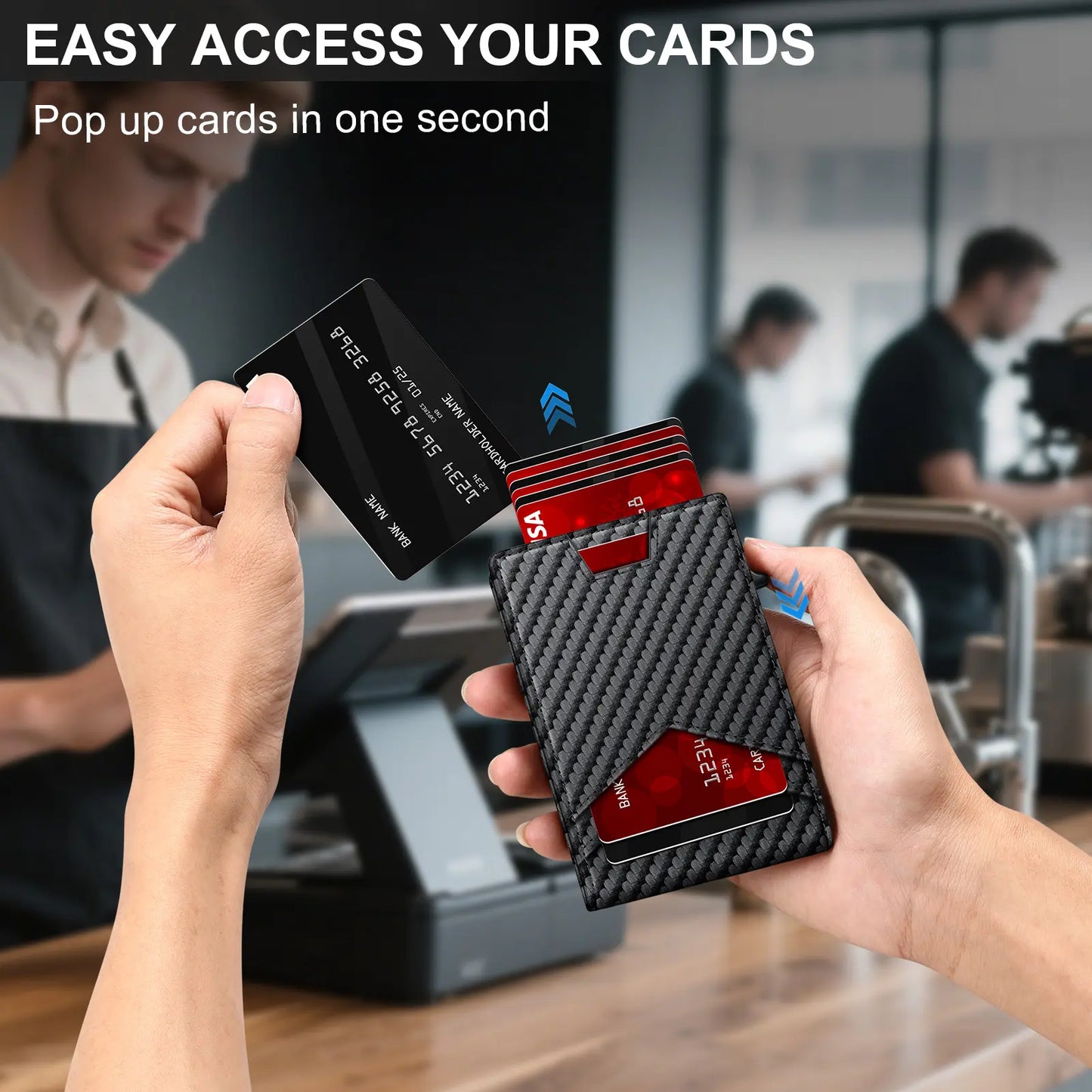 Men's RFID Bifold Wallet | ID Window, Pop‑Up Card Holder, Money Clip, Gift Box