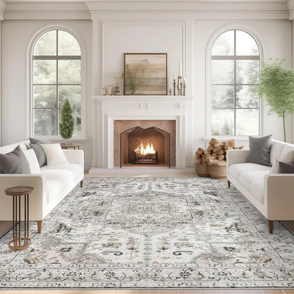 Geometric Washable Non‑Slip Area Rug, Stain Resistant Soft Rug for Home Living Room Decor