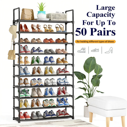 Kitsure 10-Tier Shoe Rack, Shoe Organizer with Side Handles