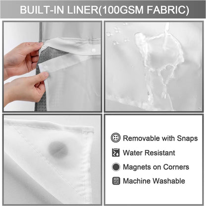 No Hook Washable Waffle Weave ShowerCurtain with Snap in Liner -Waterproof DoubleLayer Shower Curtain With WashablelnnerLiner, 72 x75 Inch Showercurtain
