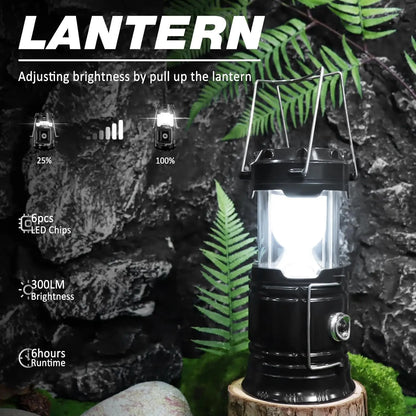 Solar Camping Lantern 4-Pack - RechargeableLED Lights, Magnetic Base & Foldable HangingHook- Collapsible Lamp Battery PoweredPerfect for Power Outages, Hiking,Emergencies Adjustable Flashlight AdjustableTactical Flashlight gifts gift set-SummerVibes