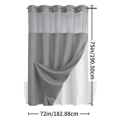 No Hook Washable Waffle Weave ShowerCurtain with Snap in Liner -Waterproof DoubleLayer Shower Curtain With WashablelnnerLiner, 72 x75 Inch Showercurtain