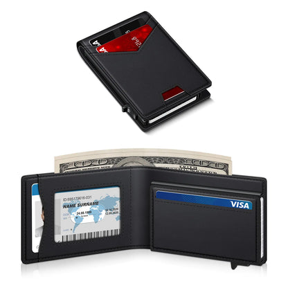 Men's RFID Bifold Wallet | ID Window, Pop‑Up Card Holder, Money Clip, Gift Box