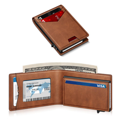 Men's RFID Bifold Wallet | ID Window, Pop‑Up Card Holder, Money Clip, Gift Box