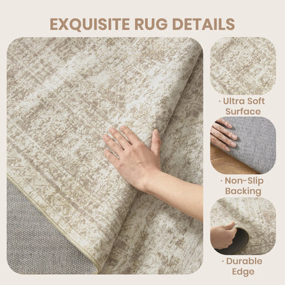 Geometric Washable Non‑Slip Area Rug, Stain Resistant Soft Rug for Home Living Room Decor