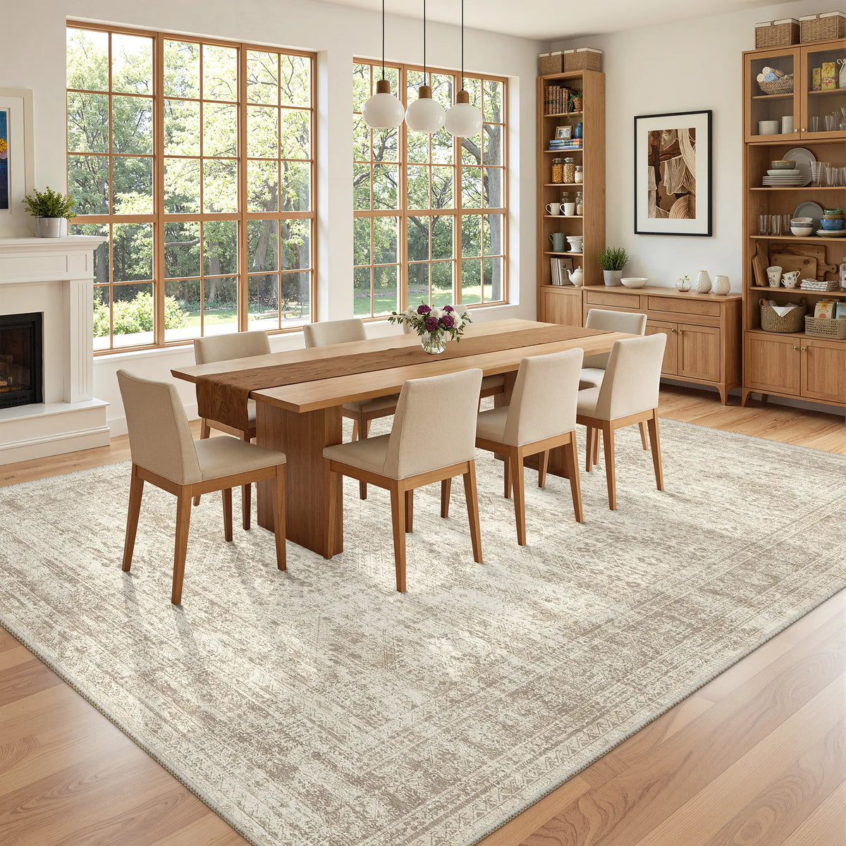 Geometric Washable Non‑Slip Area Rug, Stain Resistant Soft Rug for Home Living Room Decor